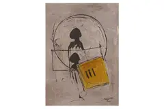 Untitled by Mohammed Kacimi, mixed media on canvas, offered Jul 2023
