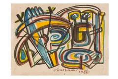 Untitled by Jilali Gharbaoui, oil on paper, offered Jul 2023