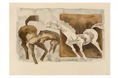 Untitled by M. F. Husain, watercolor, offered Jul 2023
