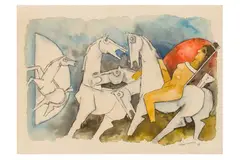 Untitled by M. F. Husain, watercolour, offered Jul 2023