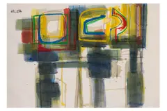 Untitled by James Hull, mixed media on paper, offered Jul 2023
