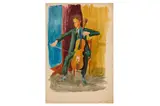 Untitled by William Crosbie, oil and pen, offered Jul 2023