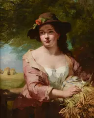 The gleaner by John James Hill, 1863, oil, sold May 2022