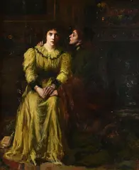 A shared confidence by Thomas Edwin Mostyn, oil, sold May 2022