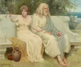 Youth and age by Norman Prescott Davies, 1892, oil, sold May 2022