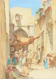 The bab el zuela by Walter Tyndale, watercolor, sold May 2022