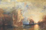 Ulysses deriding polyphemus (after william turner) by John Anster Fitzgerald, Watercolour and bodycolour44 x, sold May 2022