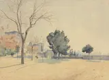 Villa borghese, rome by Henri Joseph Harpginies, watercolor, offered May 2022