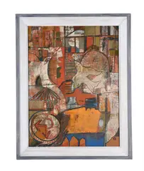 Composition by Franco Renzulli, 1968, oil, sold May 2022