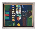 Abstract composition by Ian Humphreys, oil, sold May 2022
