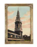 St. bride's church, fleet street by Phillip Bear, 1932, oil, sold May 2022