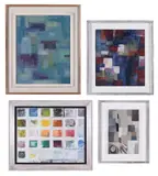 Abstract composition in blue by Westby William Percival-prescott, Oil on canvas; and two further works comprising: Piet van Ech, sold May 2022