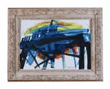 Abstract composition by Ed Smith, oil, sold May 2022