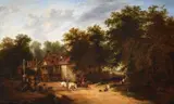 Figures on horseback before the red lion inn by Edward Charles Williams, oil, offered May 2022