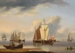Barges in a calm by William Anderson, oil, sold May 2022