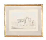 A racehorse with a handler and jockey by Henry Alken Senior, watercolor, sold May 2022