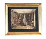 Collector's cabinet room interior by François Etienne Villeret, 1849, watercolor, offered May 2022