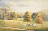 Trespasers in the garden; and cattle grazing southwick by Walter Severn, watercolor, sold May 2022
