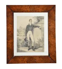 Portrait of sir william harbord in a picturesque landscape by Henry Edridge, 1808, drawing, sold May 2022