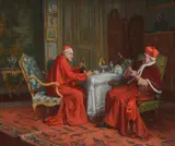 Old friends by Jules Benoit-Lévy, Oil on canvas, sold Apr 2022