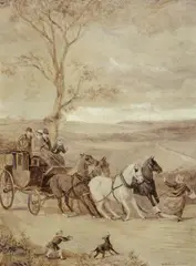 Coaching scenes, a pair by William Henry Wheelwright, Oil on artist's board, a pair Both signed, offered Apr 2022