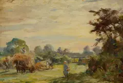 The haycart by William Greaves, Oil on board, offered Apr 2022