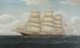 The norwegian ship de mezger en route to the netherlands by Frederick Tudgay, 1871, Oil on canvas, offered Apr 2022