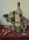 Still life of sauternes and fruit by Jan Hendrik Eversen, 1953, Oil on panel, offered Apr 2022