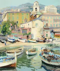 Villefranche by Gabriel Deschamps, Oil on canvas, sold Apr 2022