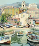 Villefranche by Gabriel Deschamps, Oil on canvas, sold Apr 2022