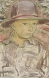 Portrait of a boy wearing a hat by Elsie Farleigh, 1932, Oil on canvas, offered Apr 2022