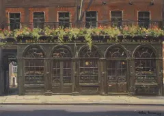Berry bros. & rudd ltd., wine merchants, london by Julian Barrow, 1981, Oil on canvas, sold Apr 2022