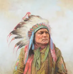 American chief sitting bull by Gregory Perillo, Oil on canvas, offered Apr 2022