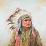 American chief sitting bull by Gregory Perillo, Oil on canvas, offered Apr 2022