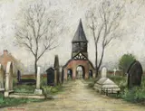 The old cemetery at charltonville by Arthur Delaney, Oil on board, offered Apr 2022