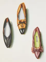Shoes by Lisa Milroy, Oil on canvas laid down to canvas-board, offered Apr 2022