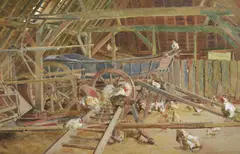 The old barn by William Frank Calderon, Watercolour, pencil and pastel heightened with white, sold Apr 2022