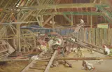The old barn by William Frank Calderon, Watercolour, pencil and pastel heightened with white, sold Apr 2022