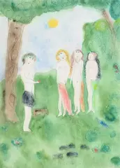 The judgement of paris by Dora Holzhandler, Ink and watercolour, sold Apr 2022