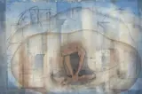 Seated figure with landscape beyond by Theodore Hancock, Watercolour and ink, offered Apr 2022