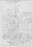 Untitled (abstract) by Eduardo Paolozzi, Pencil and blue crayon, offered Apr 2022