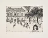 Untitled (cycling) by Alistair Grant, Etching, sold Apr 2022