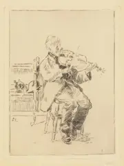 The old fiddler (small plate) (bromberg 187) by Walter Sickert, Etching, sold Apr 2022