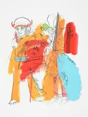 The cowboy by Ghada Amer, Screenprint with hand-colouring, offered Apr 2022