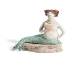 Mermaid holding a shell wearing a pearl necklace by Victoria Atkinson, Plaster, sold Apr 2022
