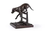 Arca (1930-2015), foxhound leaping fence by Sally Arnup, bronze, offered Apr 2022