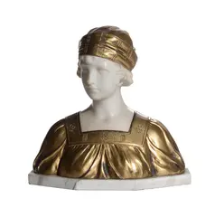 A gilt bronze and marble bust of a lady by P Balestra, BRONZE AND MARBLE, sold Apr 2022