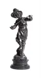 SNAIL BOY'The child portrayed standing holding a twig examining the snail climbing up, wearing a hat and apron, on a fossilised marble socle28cm high by Alois Mayer, sculpture, offered Apr 2022
