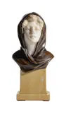 A bronze, alabaster and marble bust of a young girl by Henry Schumacher, BRONZE, sold Apr 2022