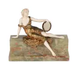 Tambourine player sitting by Y Ferdinand Preiss, sculpture, offered Apr 2022
